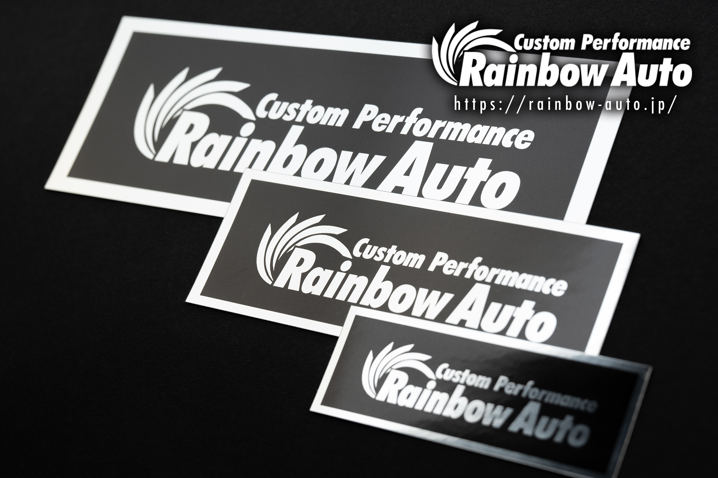 Rainbow Auto オリジナル シルバーステッカー3サイズセット